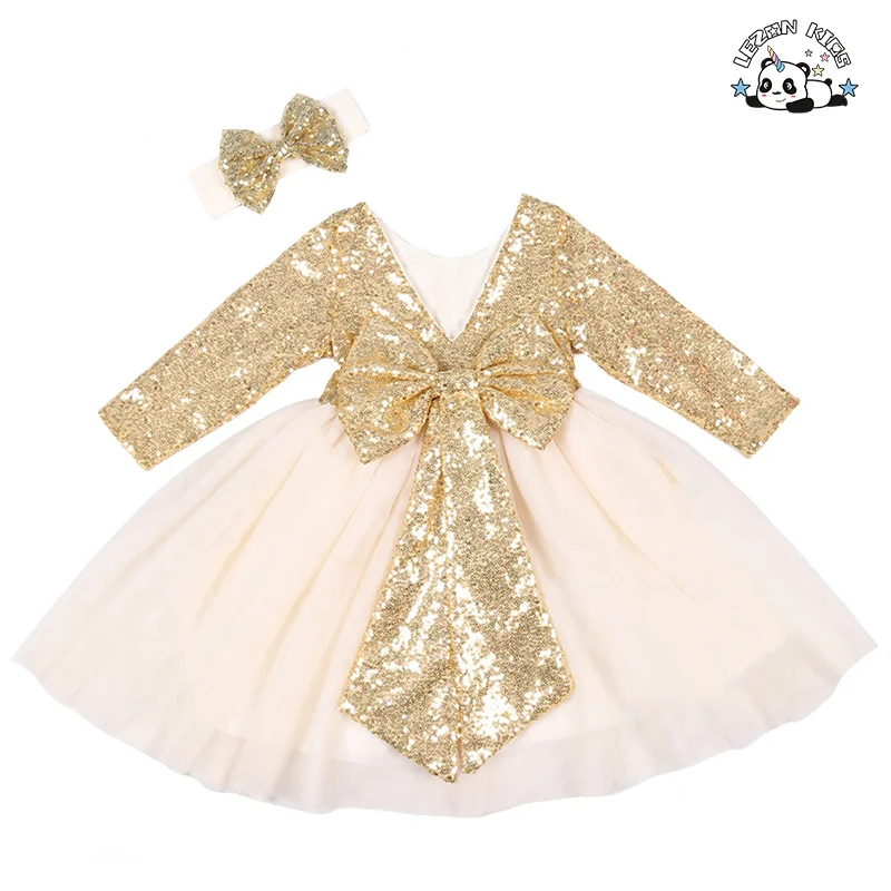 LEZONKIDS - High Quality Custom Latest Design Colorful Sparkle Children Clothing Princess Dress for Girls